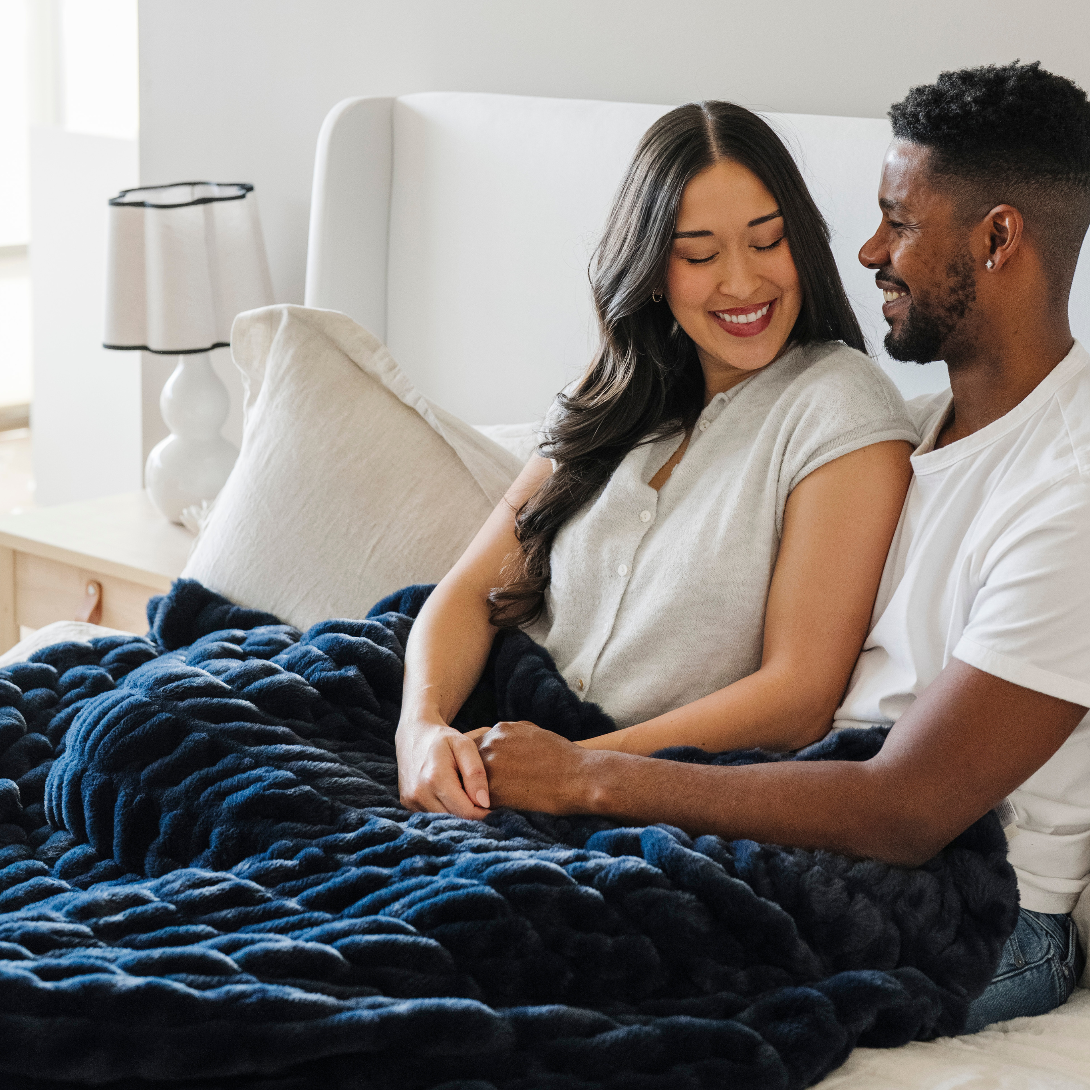 Double Ruched Faux Fur Xl Throw Blankets