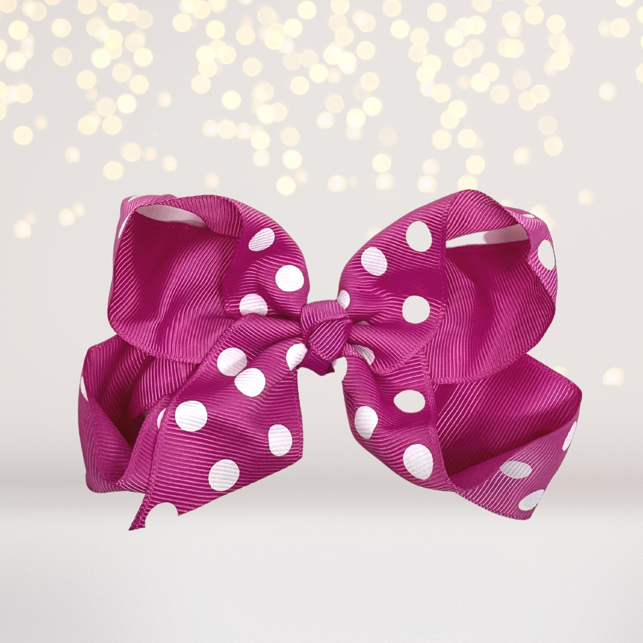 Girls Polka Dot Hair Bow, 5 Inch Grosgrain Polka Dot Hair Bow