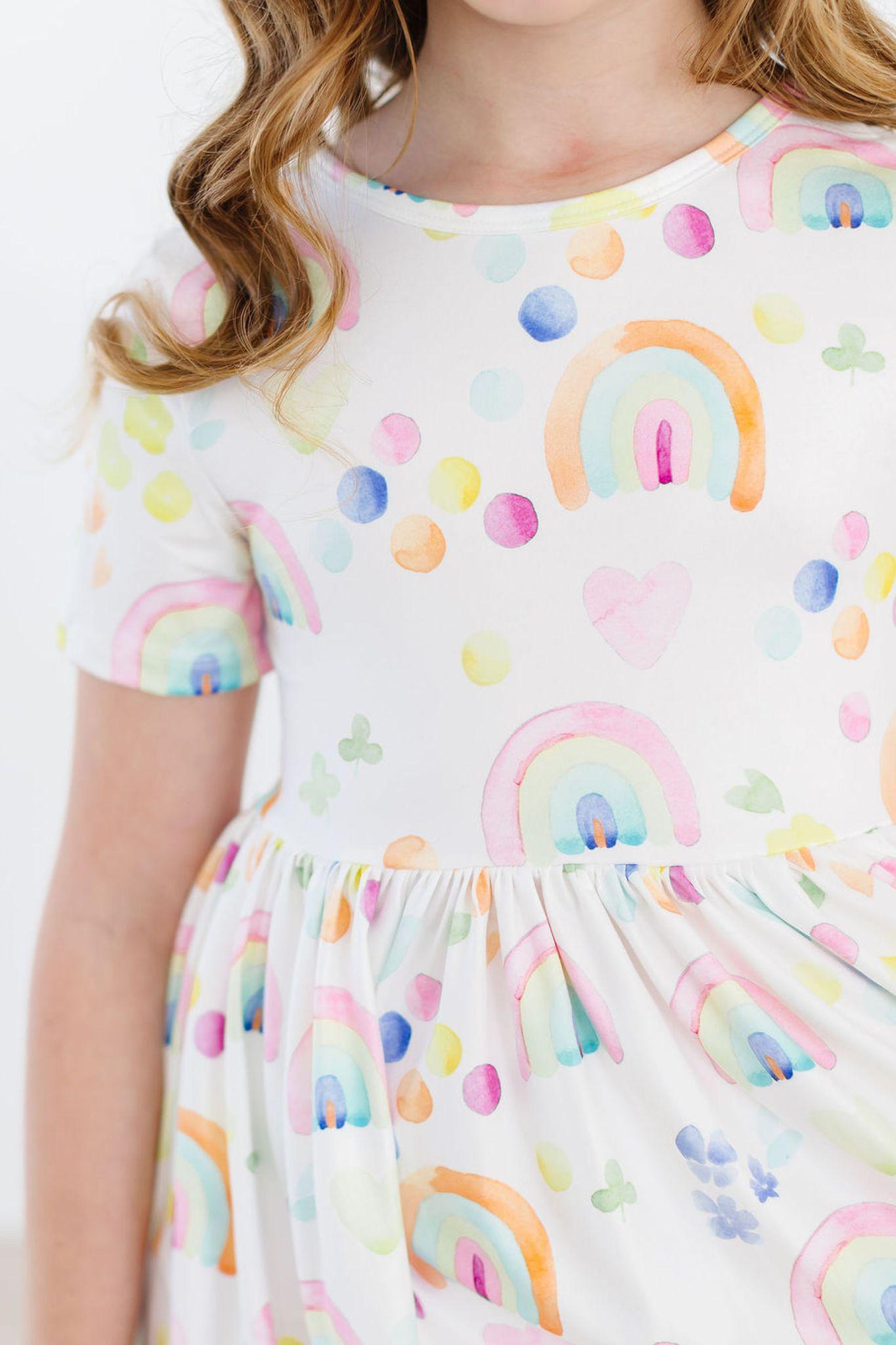 Watercolor Rainbows S/s Pocket Twirl Dress