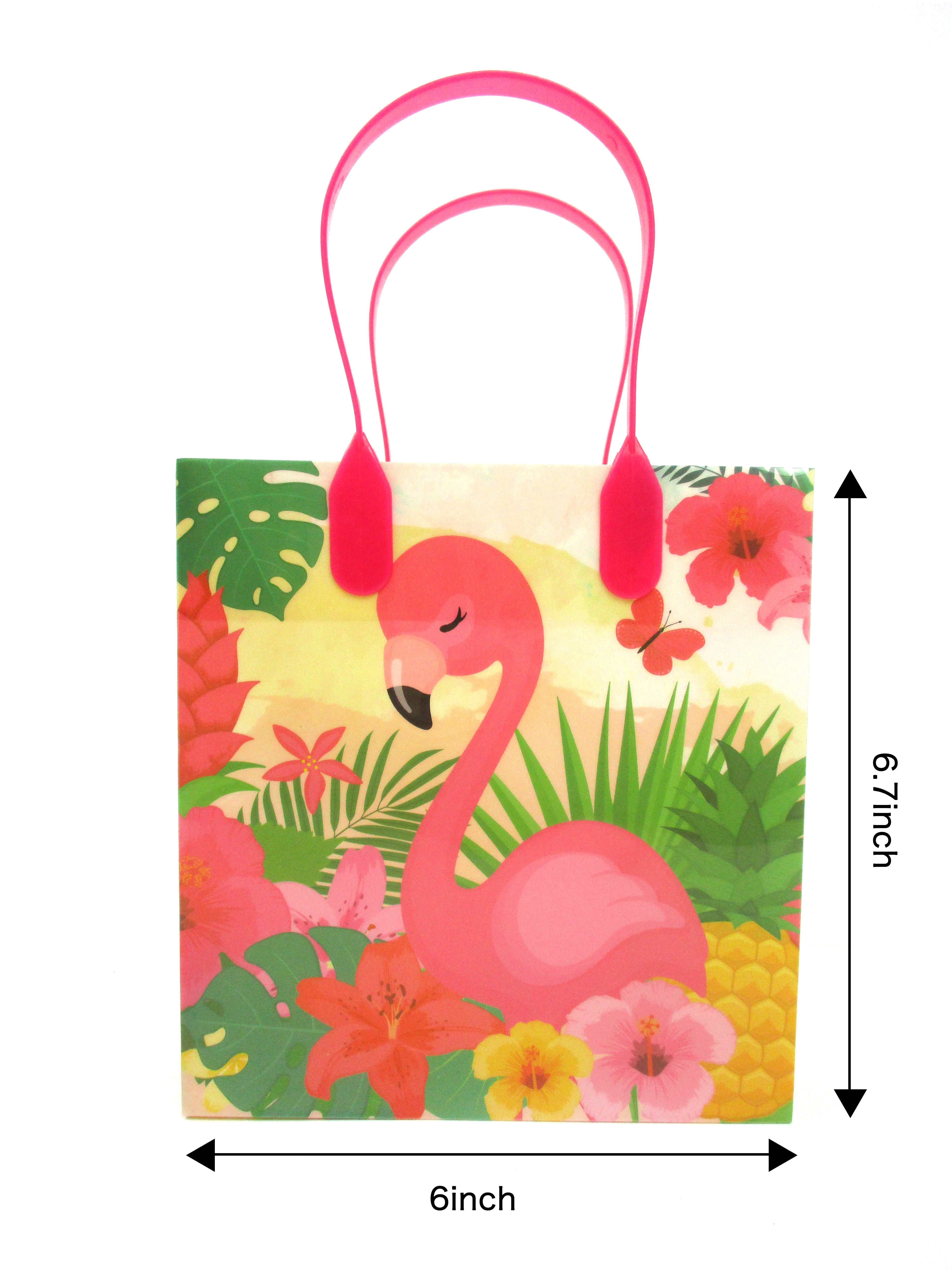 Flamingo Tropical Luau Party Favor Bags Treat Bags - Set Of 6 Or 12