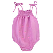 Smocked Bubble With Embroidered Cherries