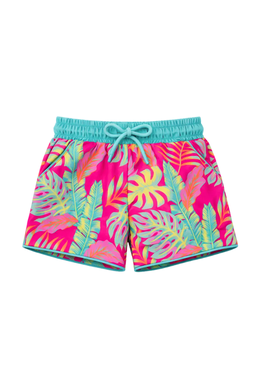 Pink Palm Paradise Swim Shorts