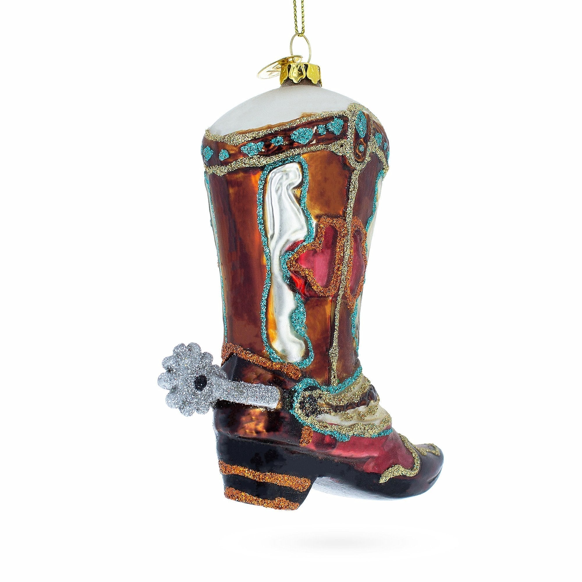 Western Cowboy Boot - Blown Glass Christmas Ornament