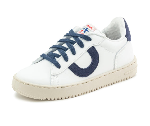 White/navy Leather Fashion Sneaker