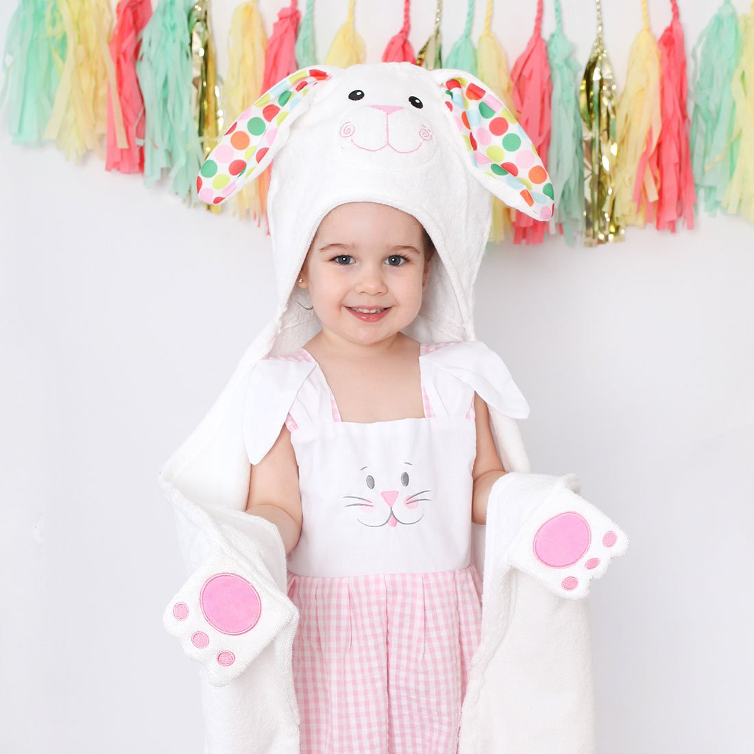 Kids Plush Terry Hooded Bath Towel - Bella The Bunny