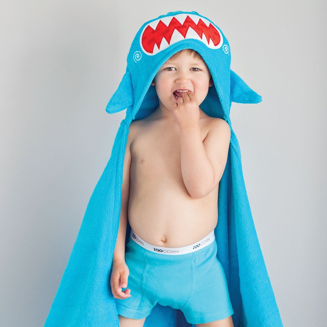 Kids Plush Terry Hooded Bath Towel - Sherman The Shark