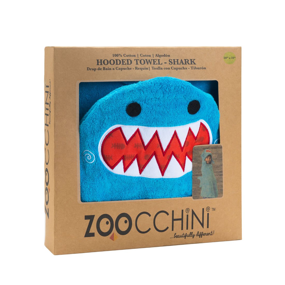 Kids Plush Terry Hooded Bath Towel - Sherman The Shark
