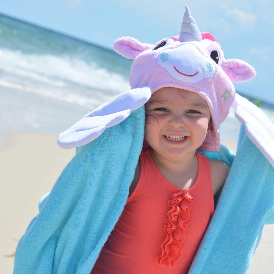 Kids Plush Terry Hooded Bath Towel - Allie The Alicorn