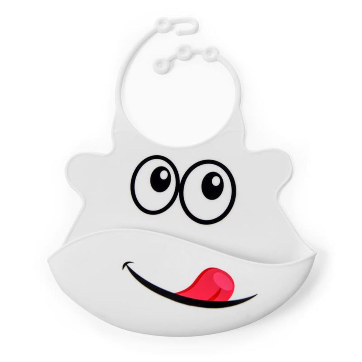 Silicone Baby Bib, White Face