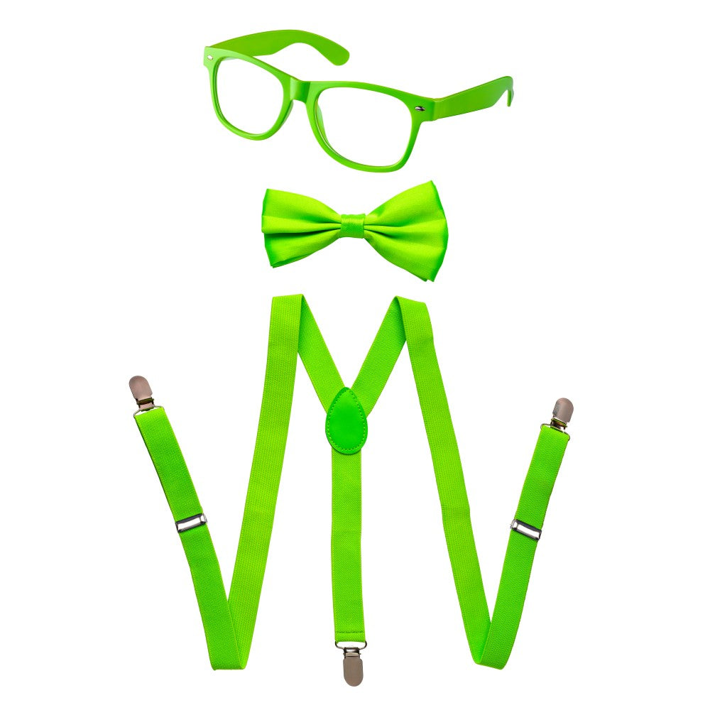 Suspenders, Bowtie And Sunglasses Set - Adults