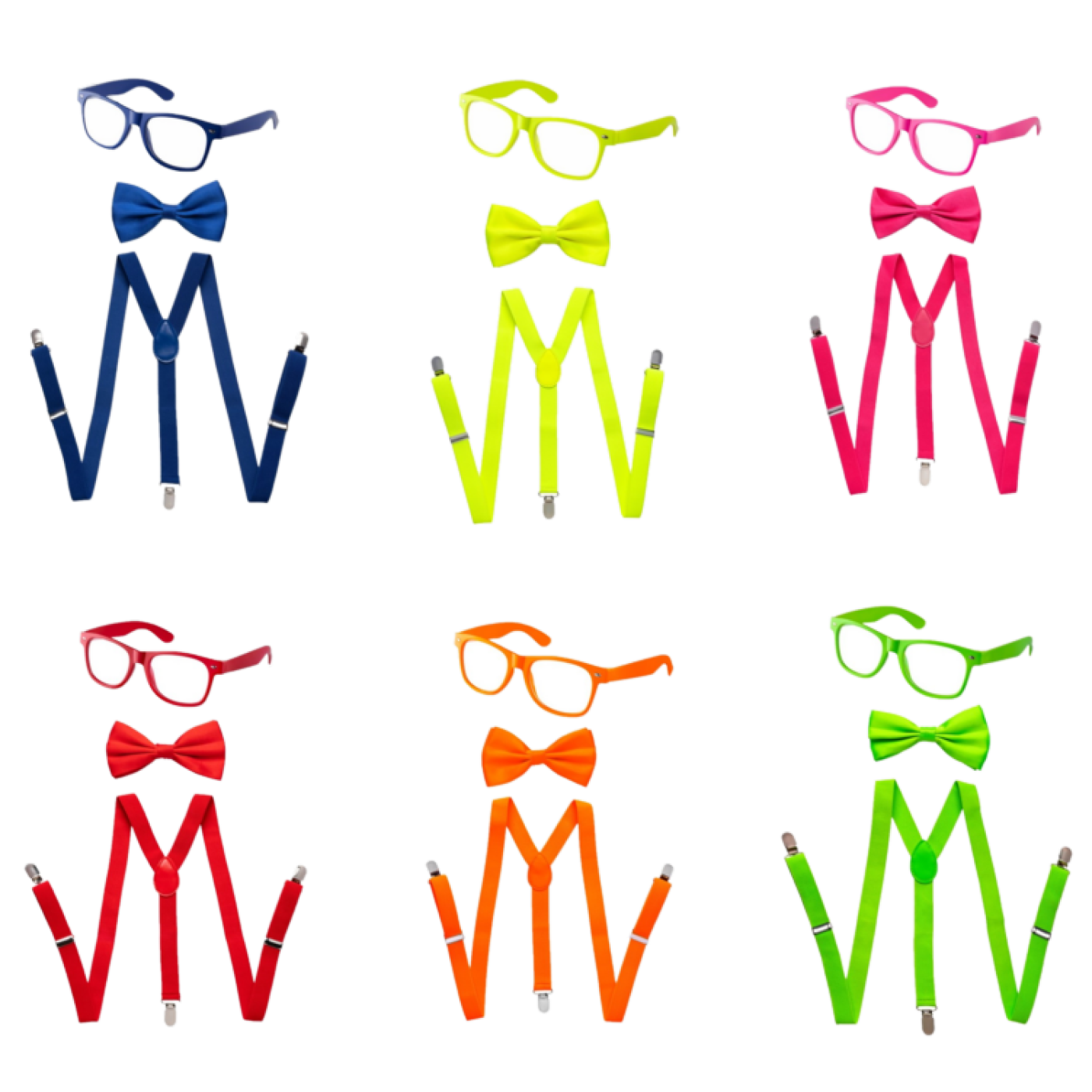 Suspenders, Bowtie And Sunglasses Set - Adults