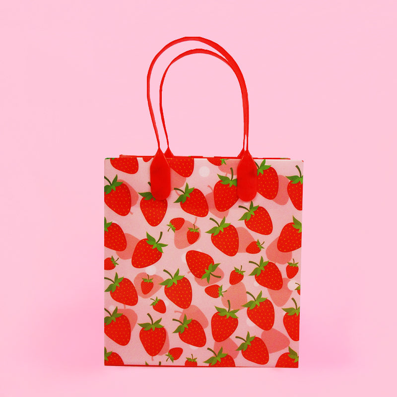 Strawberry Party Favor Bags Treat Bags - Set Of 6 Or 12