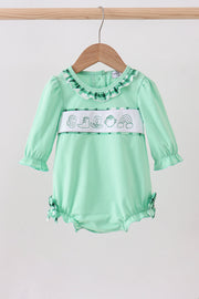 Green Embroidery Ruffle Bubble
