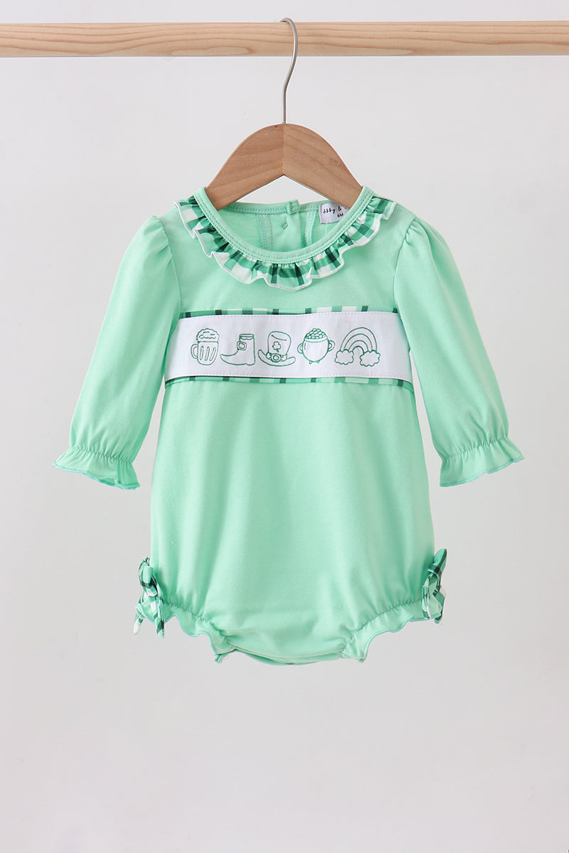 Green Embroidery Ruffle Bubble