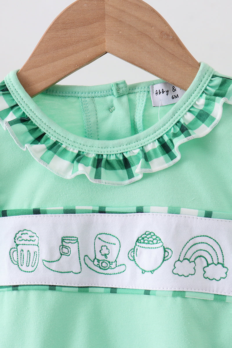 Green Embroidery Ruffle Bubble