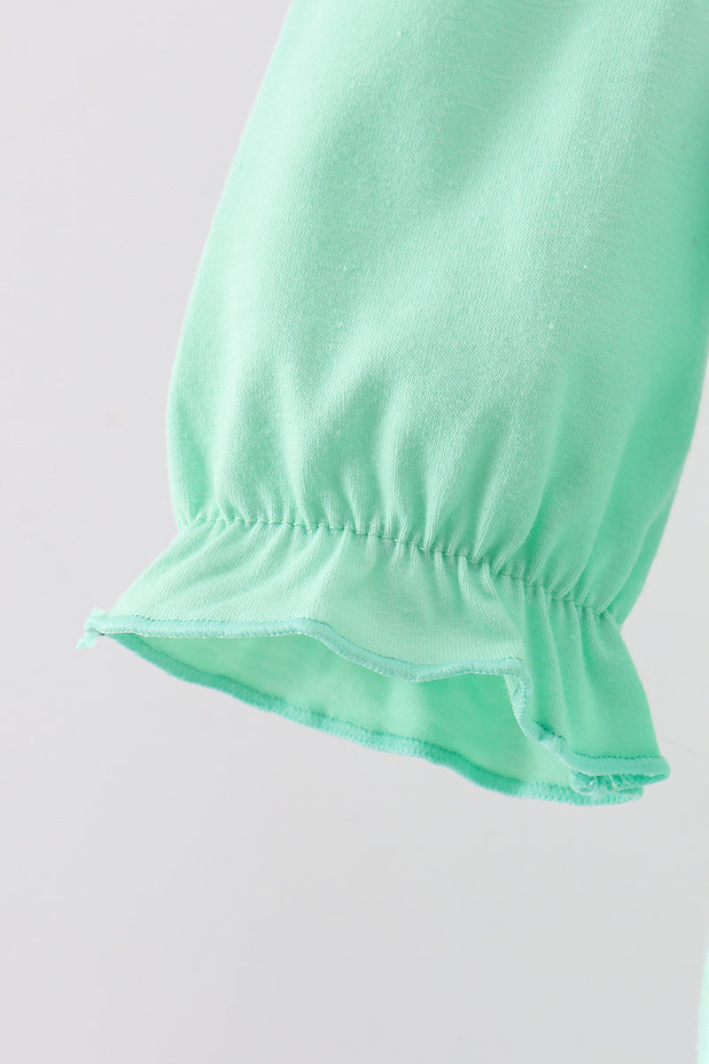 Green Embroidery Ruffle Bubble