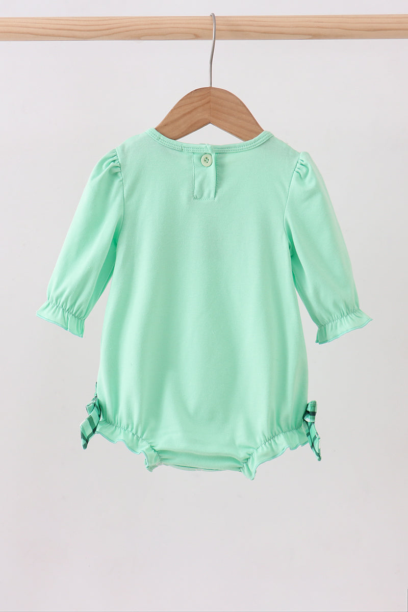 Green Embroidery Ruffle Bubble