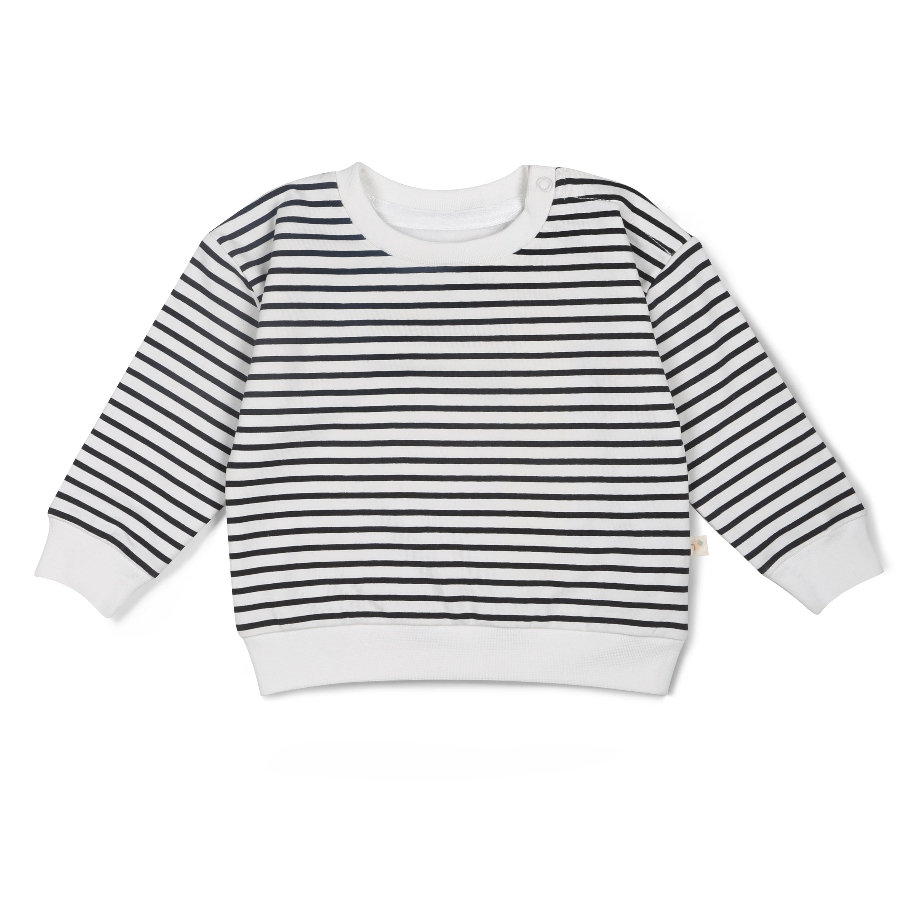 Organic Fleece Sweatshirt - Black Stripes