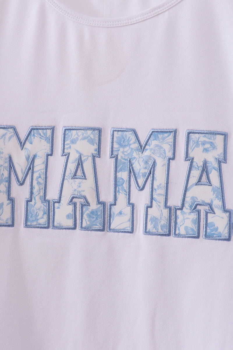 White Mama Bow Applique Mom&me Top