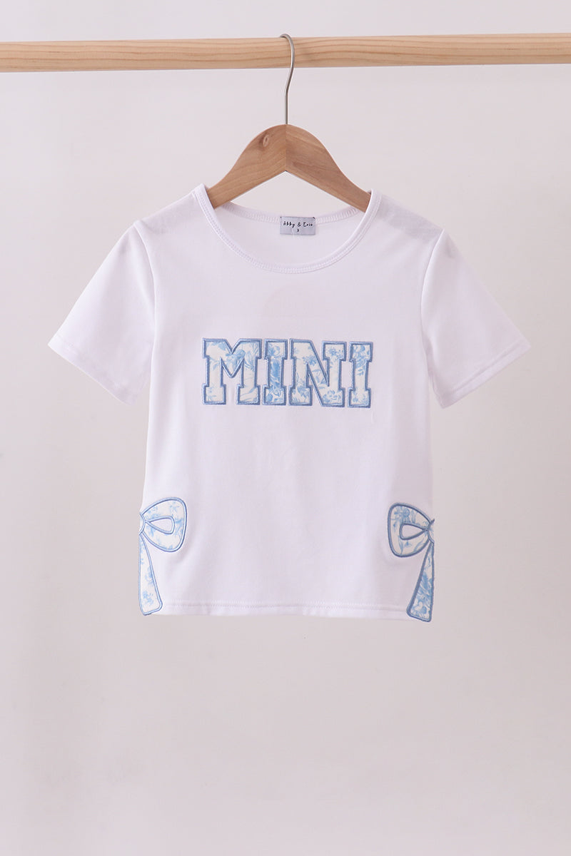 White Mama Bow Applique Mom&me Top