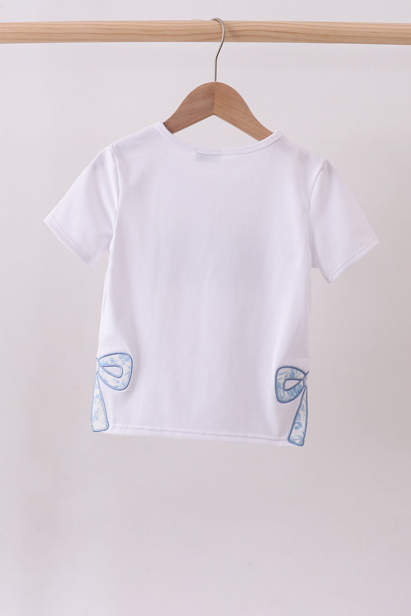 White Mama Bow Applique Mom&me Top