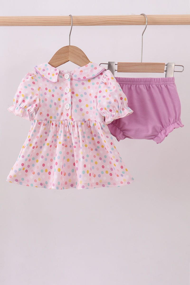 Purple Birthday Embroidery Bloomer Set