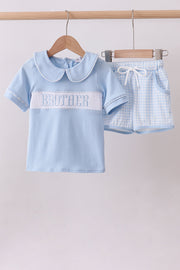 Blue Brother Smocked Shorts Set