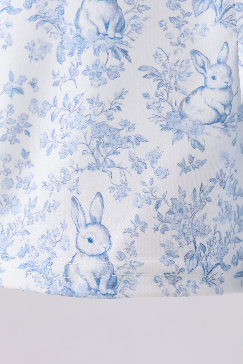 Navy Bunny Embroidery Peter Pan Collar Bloomer Set