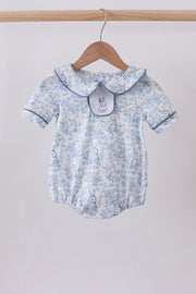 Navy Bunny Embroidery Peter Pan Collar Bubble