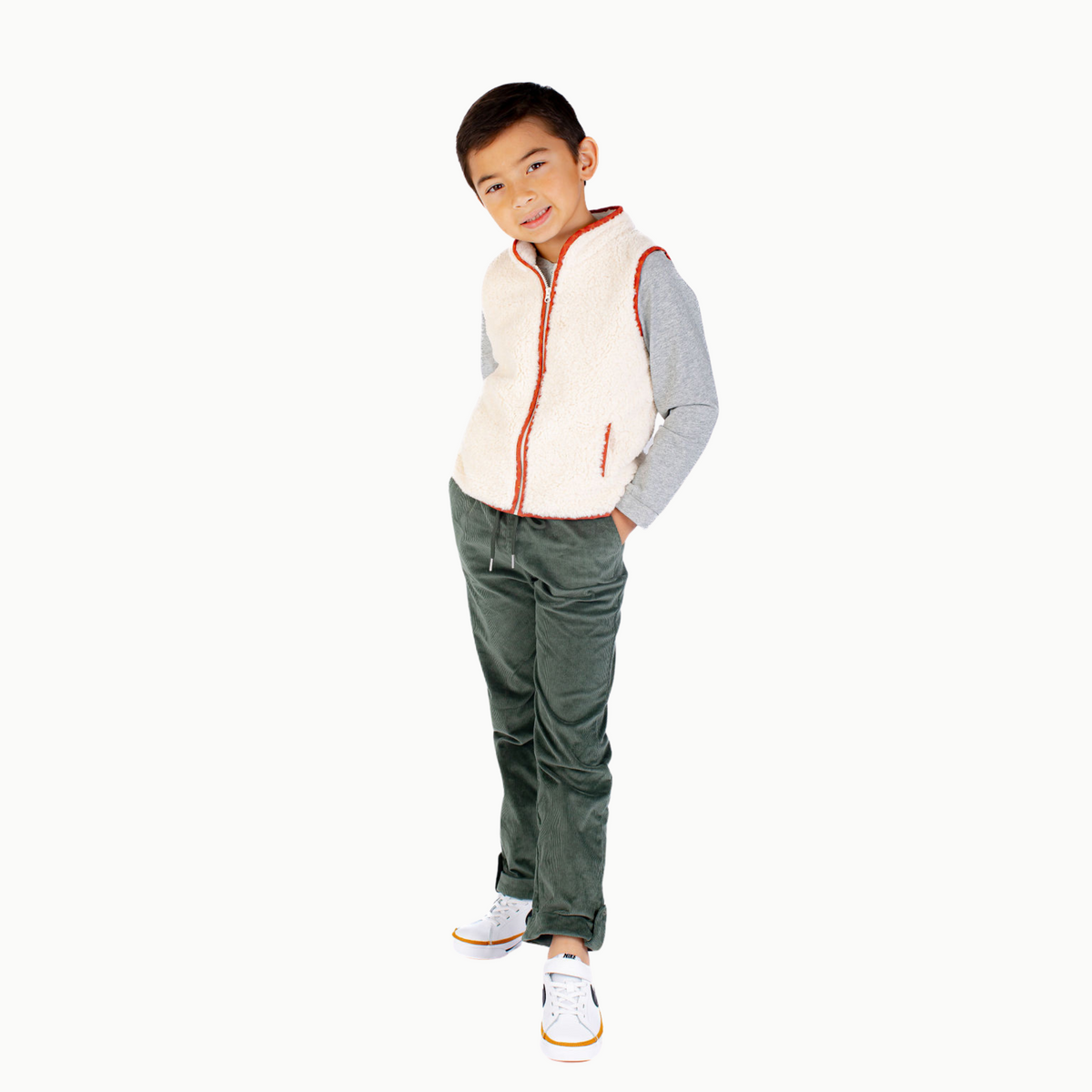 Sherpa Vest W/red Dino Trim