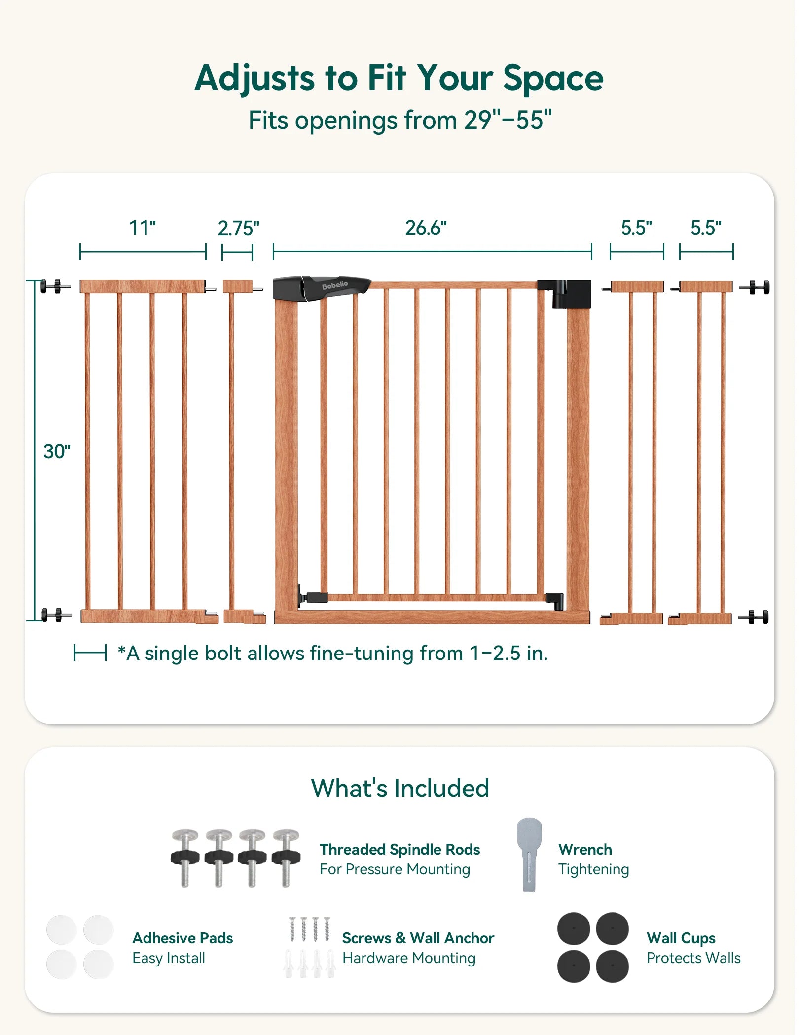 Pressguard P7 | Expandable Baby Gate Pressure Mounted Fits Standard To Wide