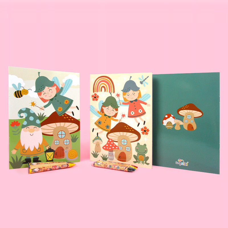 Garden Gnomes & Fairies Coloring Books With Crayons Party Favors - Set Of 6 Or 12