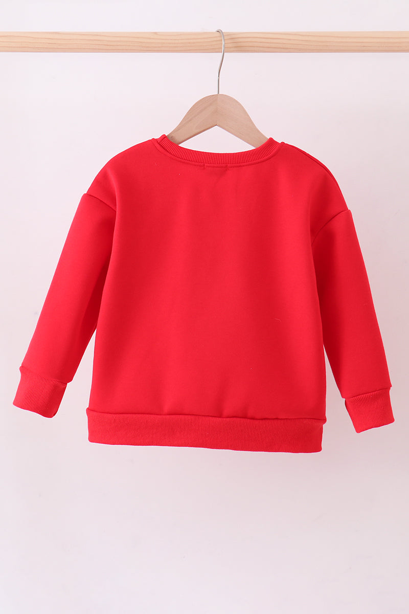 Red Heart Love Smile Sequin Fleece Mom&me Sweatshrit