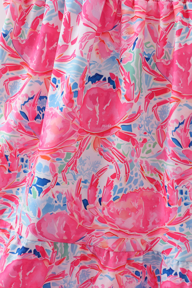Pink Floral Smocked Ruffle Mom&me Tiered Dress