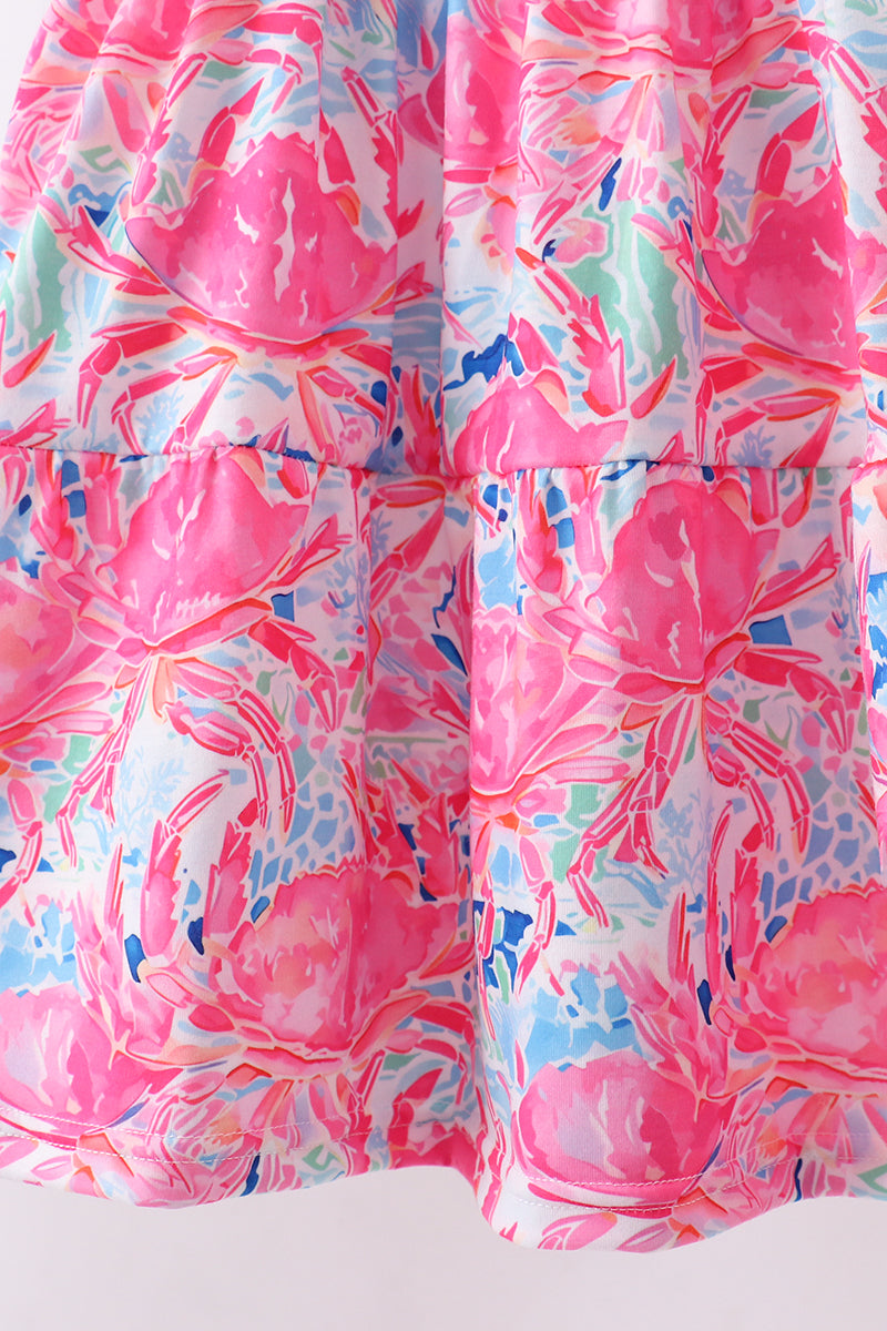 Pink Floral Smocked Ruffle Mom&me Tiered Dress