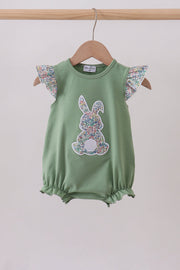 Sage Bunny Applique Ruffle Bubble