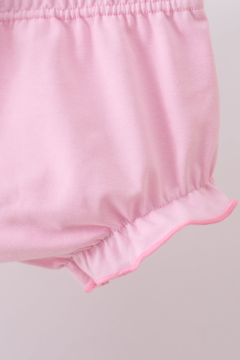 Floral Bunny Applique Ruffle Bloomer Set