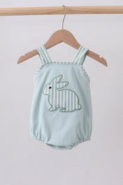 Blue Stripe Bunny Applique Bubble