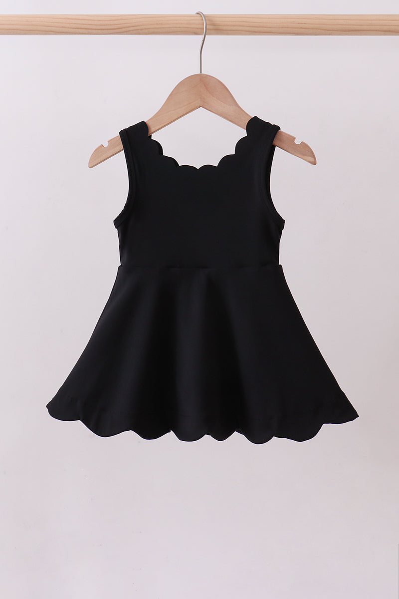 Black Scalloped Active  Mom&me Dress