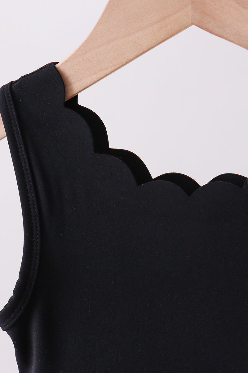 Black Scalloped Active  Mom&me Dress