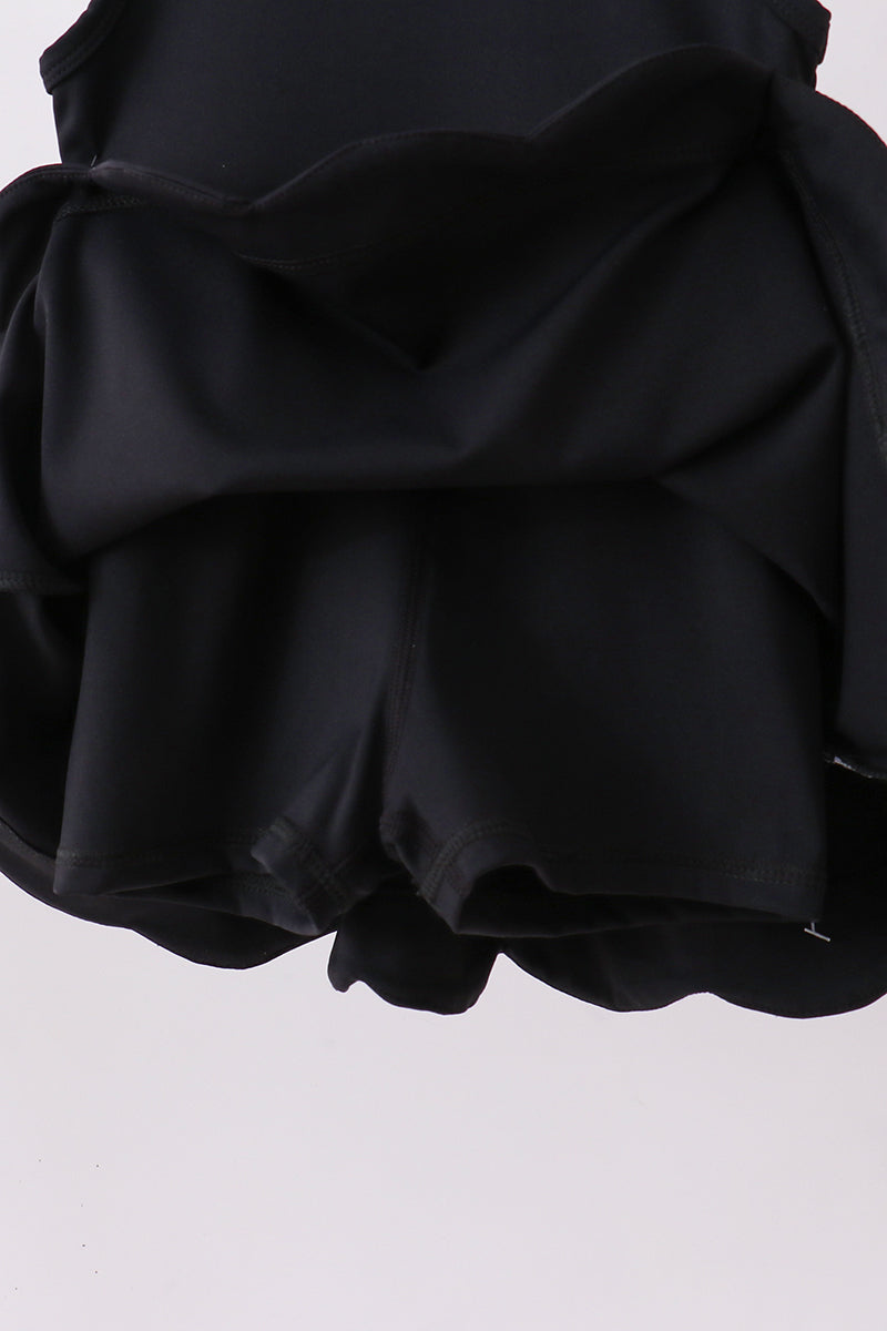 Black Scalloped Active  Mom&me Dress