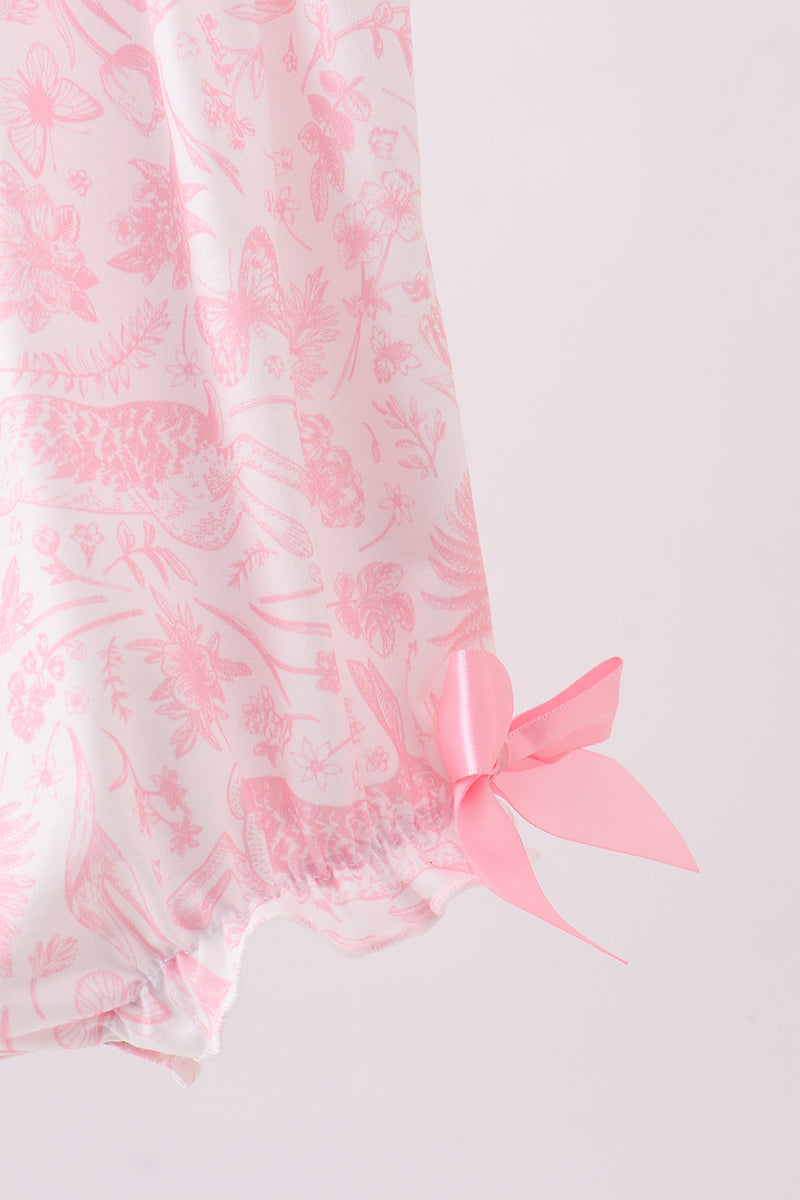 Pink Bunny Smocked Ruffle Bow Bubble