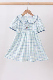 Blue Plaid Duck Smocked Dress