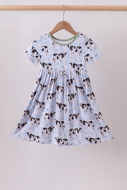 Blue Cow Print Bamboo Gingham Dress