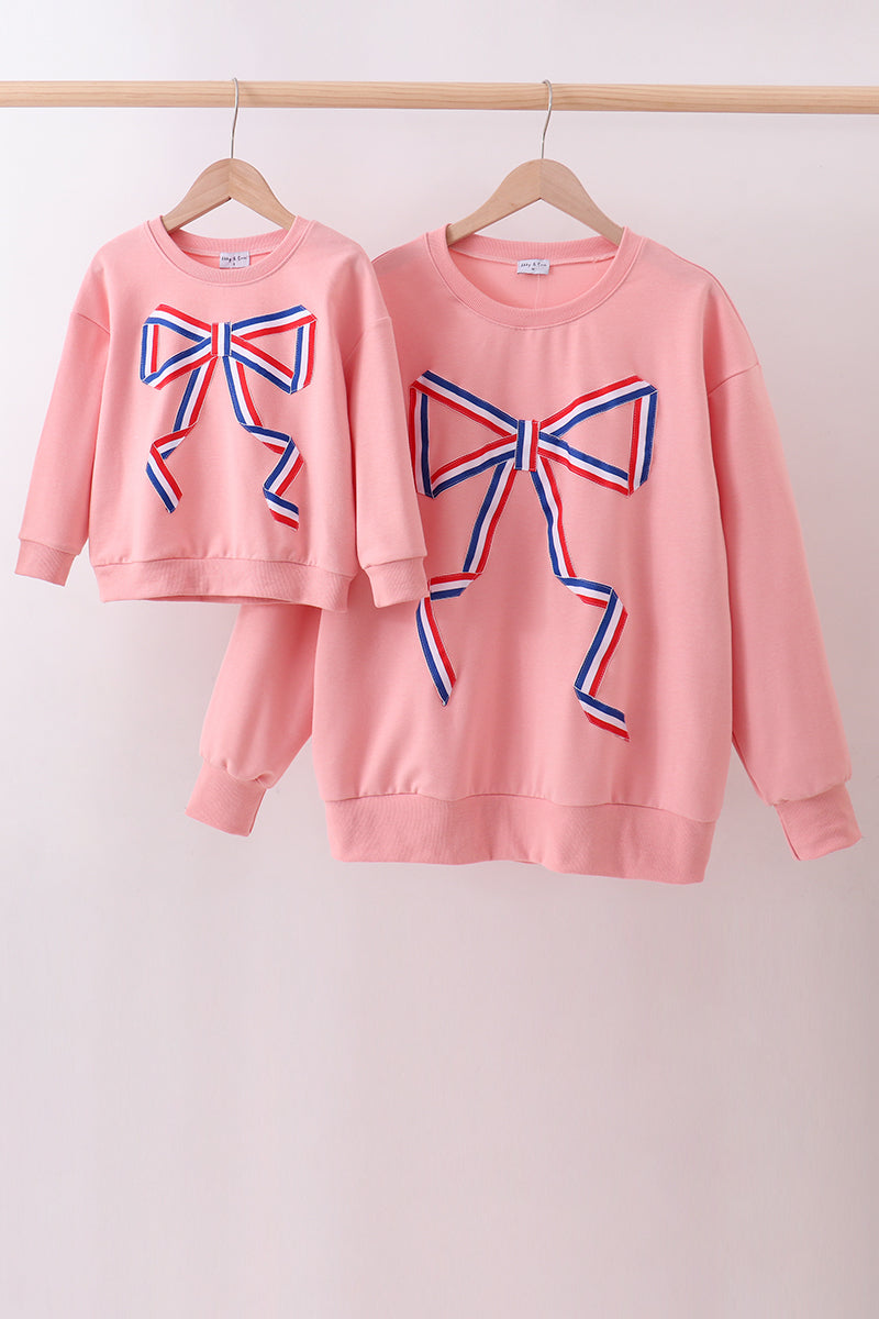 Peach Hand-sewn Bow Mom&me Sweatshirt