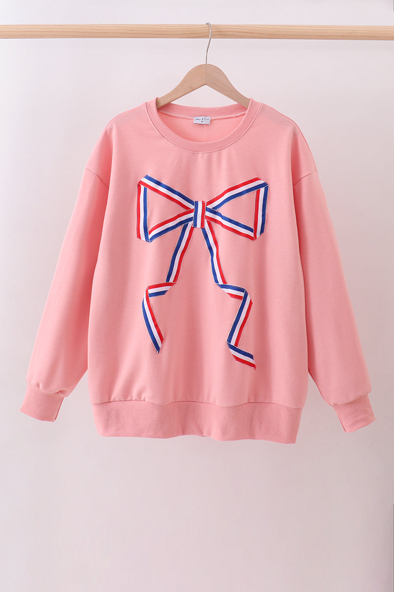 Peach Hand-sewn Bow Mom&me Sweatshirt