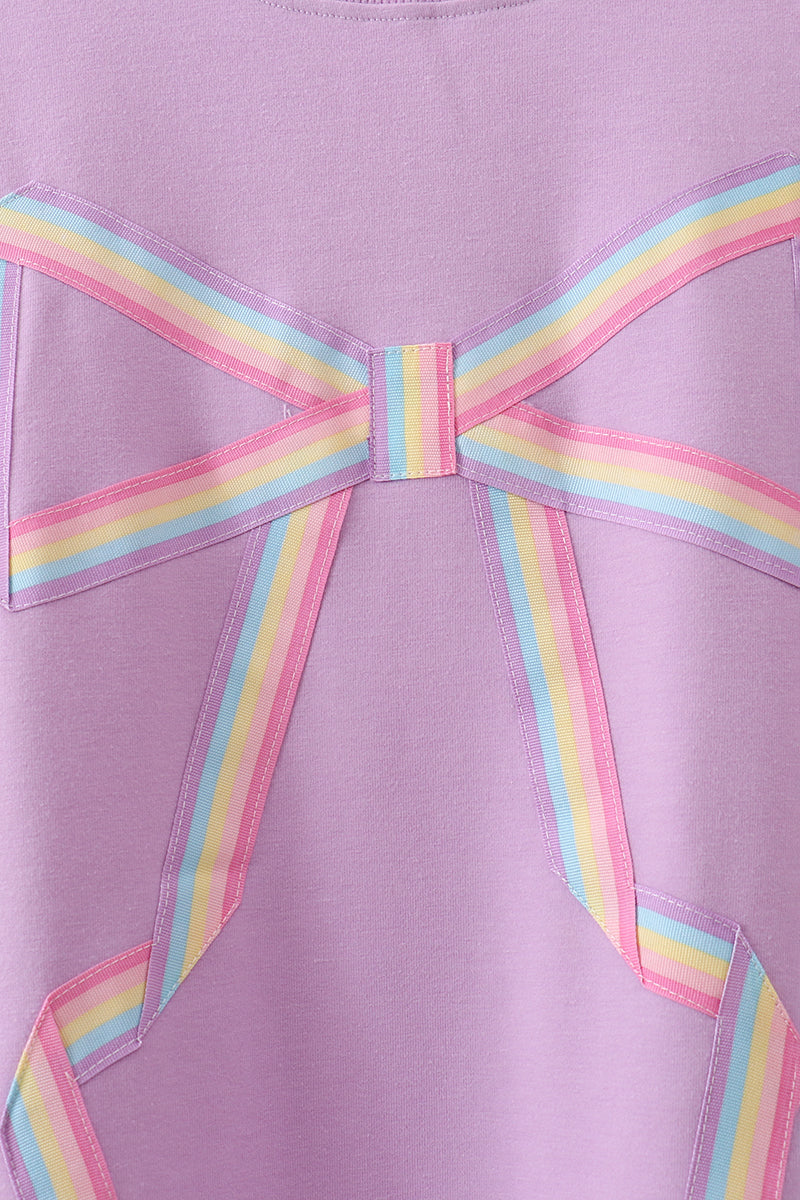 Purple Hand-sewn Bow Mom&me Sweatshirt