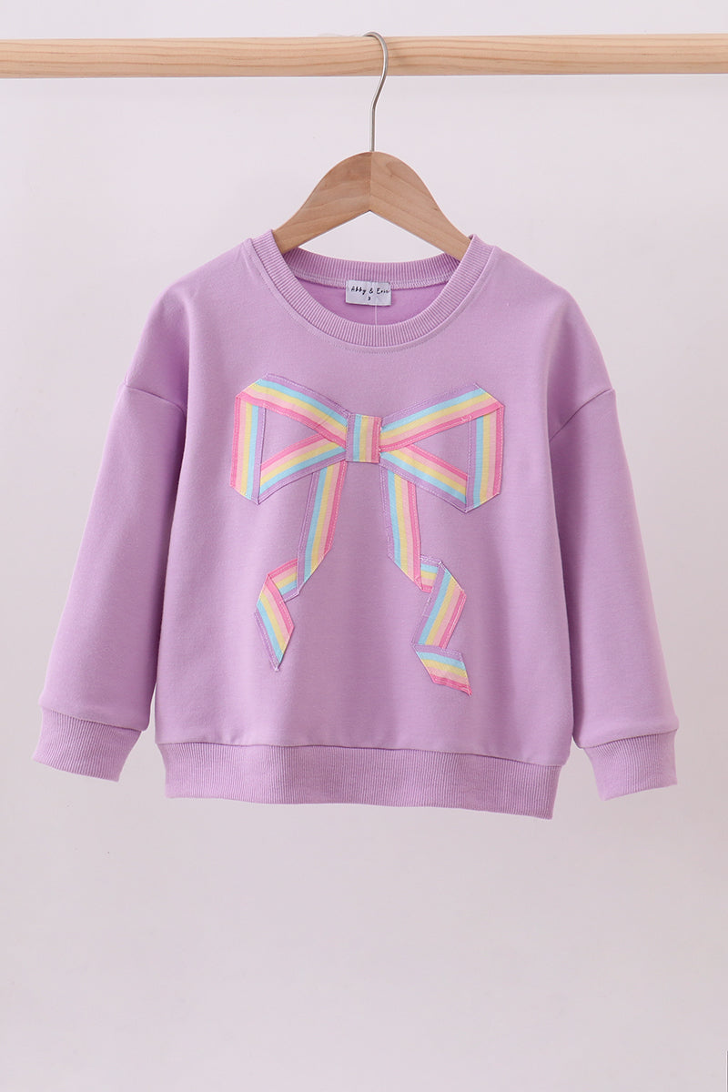 Purple Hand-sewn Bow Mom&me Sweatshirt