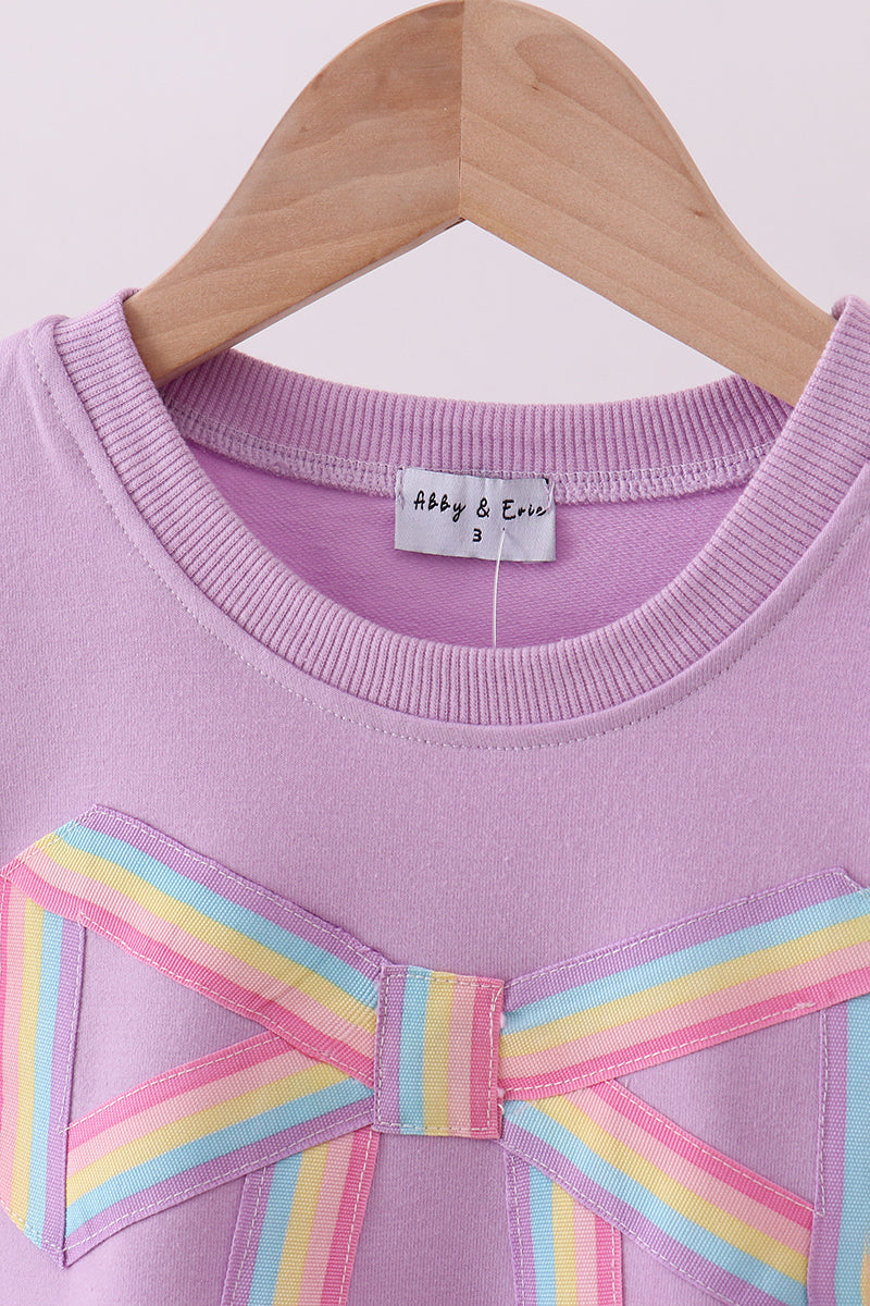 Purple Hand-sewn Bow Mom&me Sweatshirt
