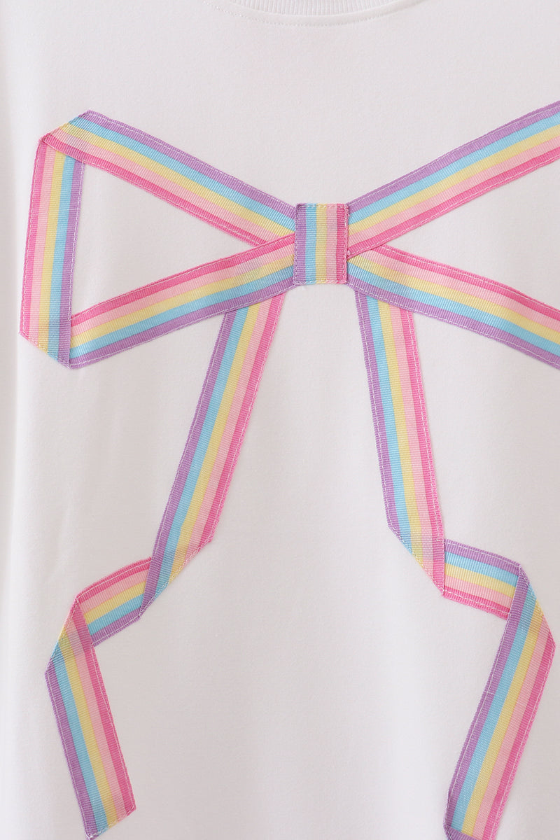Cream Hand-sewn Bow Mom&me Sweatshirt